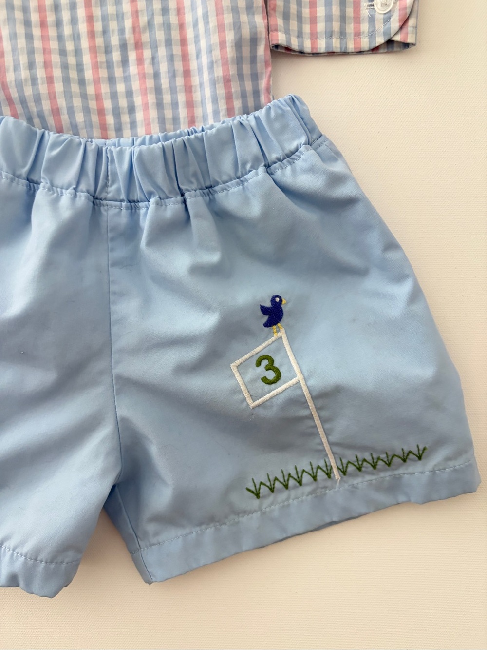Beaufort Bonnet Boys Button-Down Plaid Shirt with Light Blue Play Shorts - Picture 5 of 8